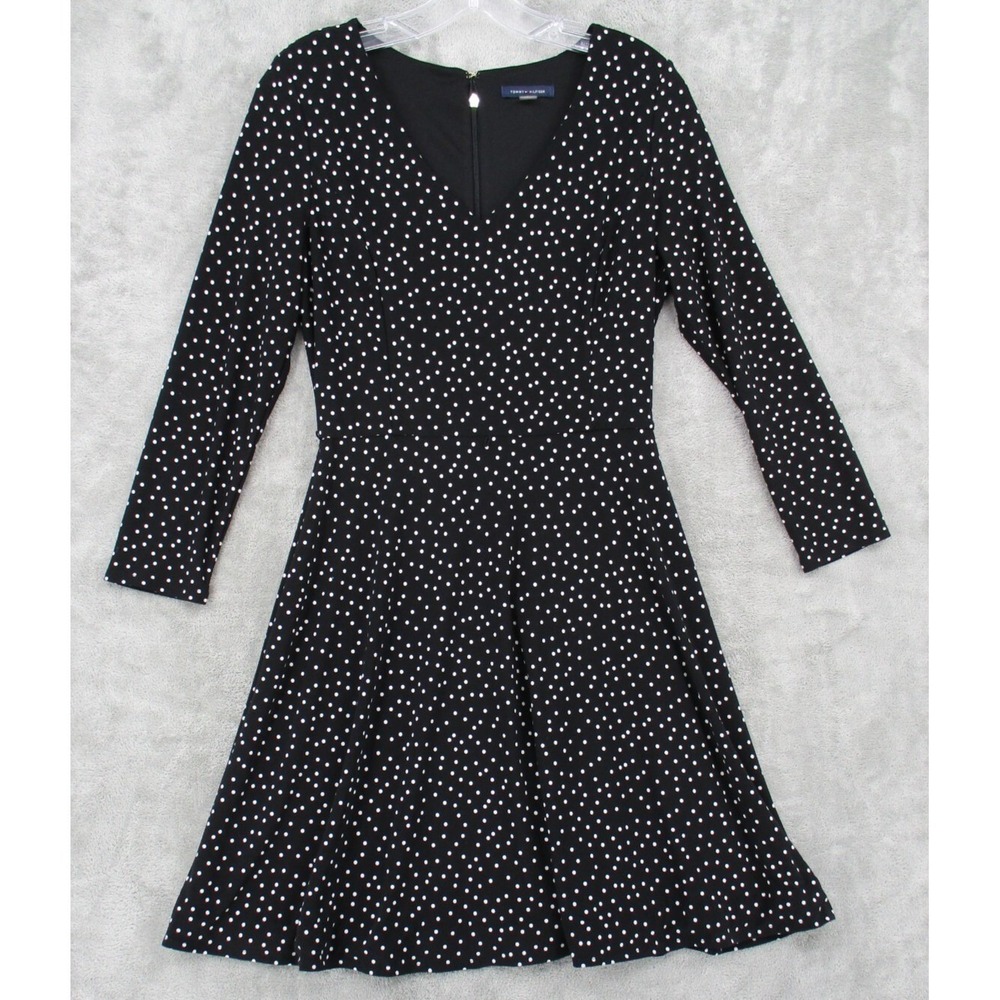 Tommy Hilfiger Dress Womens Size‎ 6 Polka Dot Retro Stretch Knit Career Office